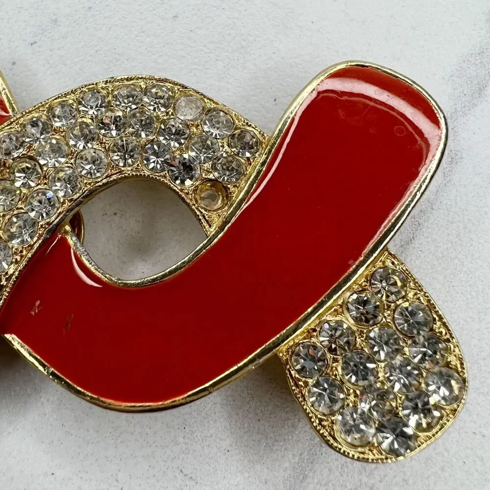 Vintage Gold Tone and Orange Rhinestone Belt Buckle Piece